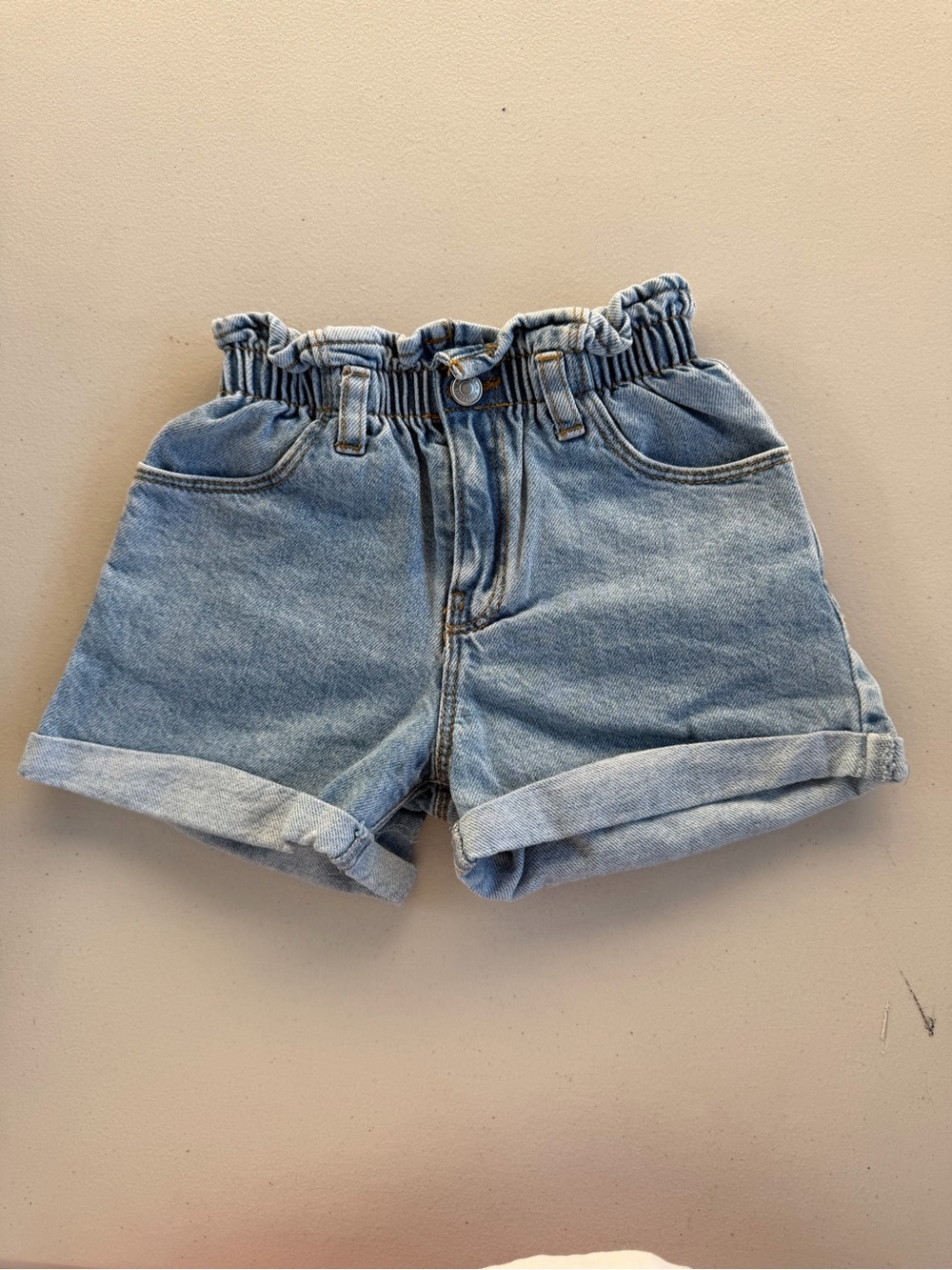 Zara Kids Light Blue Paperbag Denim Shorts